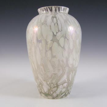 MARKED Royal Brierley Iridescent White Glass 'Studio' Vase