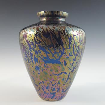 MARKED Royal Brierley Vintage Black Glass 'Studio' Vase