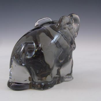 LABELLED Reijmyre Swedish Smoky Glass Elephant Sculpture