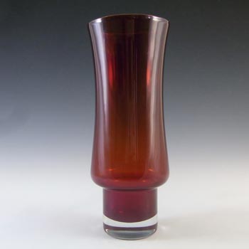 Riihimaki / Riihimaen Lasi Oy Finnish Red Glass Retro Vase
