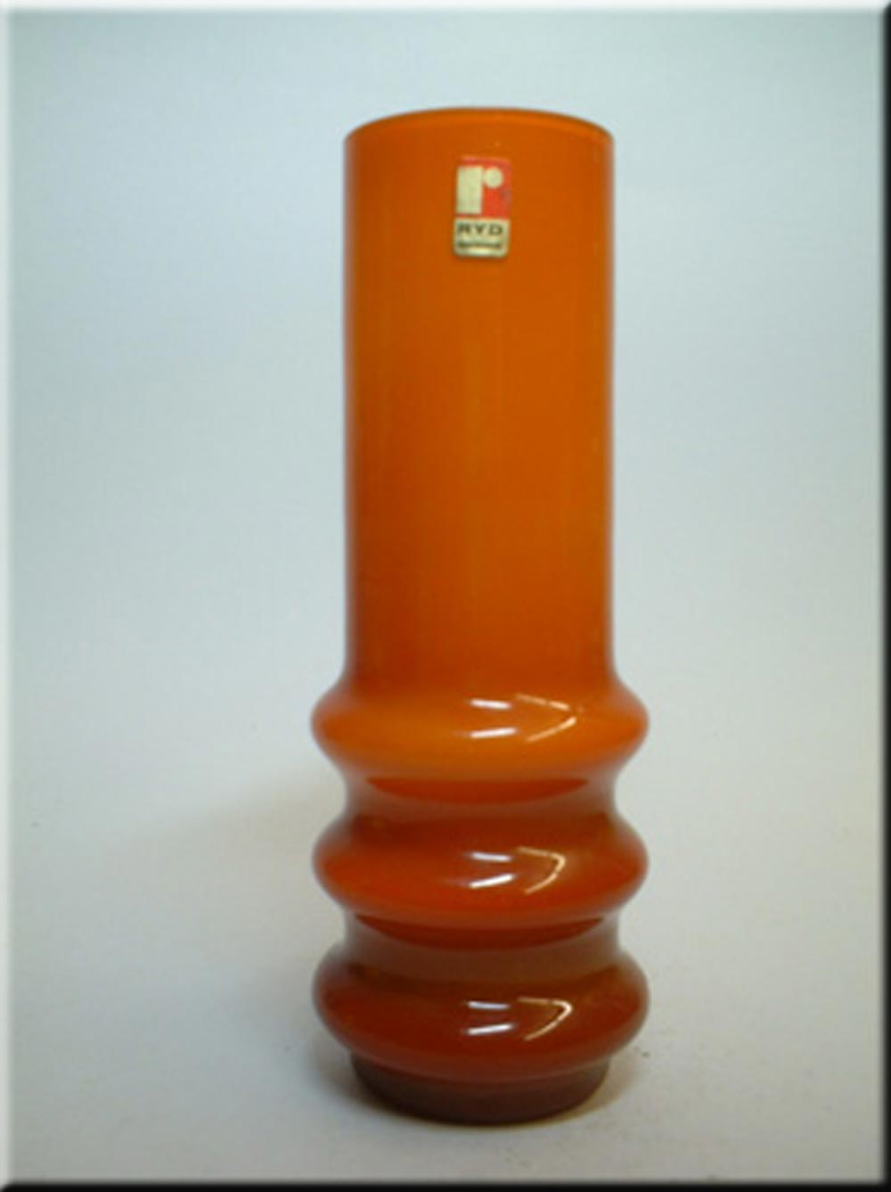 Ryd Scandinavian Orange Cased Glass Hooped Vase - Labelled