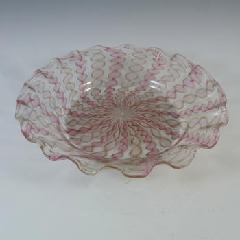 Salviati Murano Zanfirico & Aventurine Pink & White Glass Plate