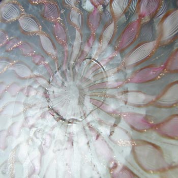 Salviati Murano Zanfirico & Aventurine Pink & White Glass Plate