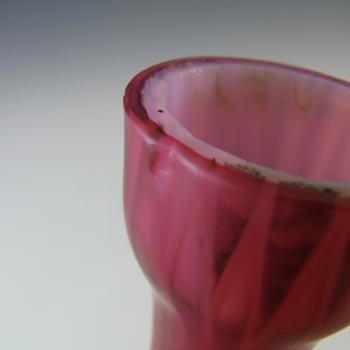 Victorian Satin Air Trap Pink & White Glass Antique Vase