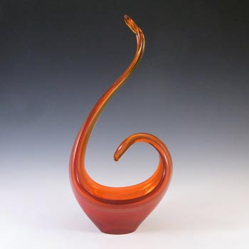 Viartec Murano Style Selenium Red & Orange Spanish Glass Sculpture