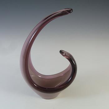 LABELLED Cris-Daum Murano Style Purple Glass Sculpture Bowl