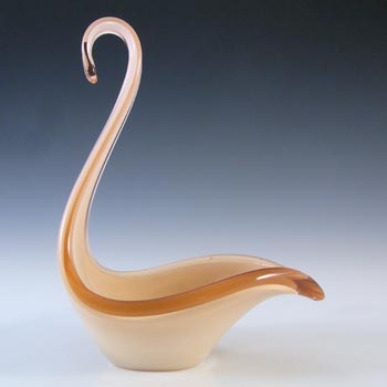 Murano Style Spanish Peach Glass Vintage Sculpture Bowl