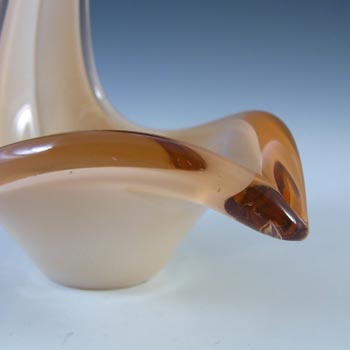 Murano Style Spanish Peach Glass Vintage Sculpture Bowl
