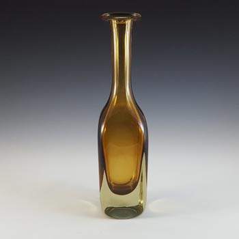 Seguso Vetri d'Arte Murano Sommerso Uranium Glass Bottle Vase by Pinzoni