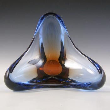 Skrdlovice #5991 Czech Brown & Blue Glass Bowl by Emanuel Beránek