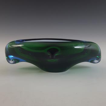 Skrdlovice #59106 Czech Green & Blue Glass Bowl by Jan Beránek