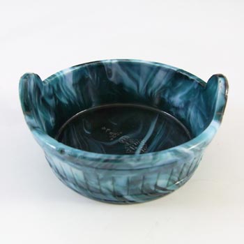 Sowerby #1259 Victorian Green Malachite / Slag Glass Bowl - Marked