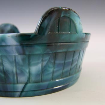 Sowerby #1259 Victorian Green Malachite / Slag Glass Bowl - Marked