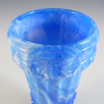 Victorian Blue & White Malachite / Slag Glass Vase