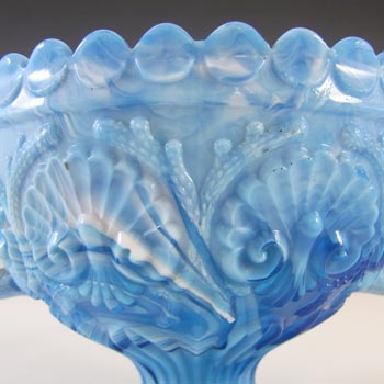 MARKED Davidson Victorian Blue Malachite / Slag Glass Bowl
