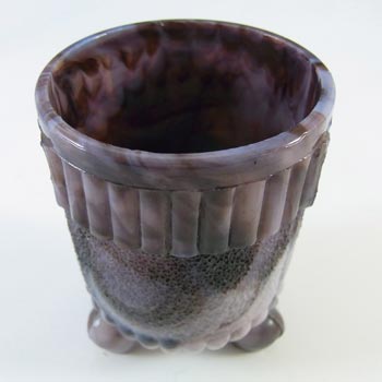 Sowerby #1148 Victorian Purple Malachite / Slag Glass Spill Vases