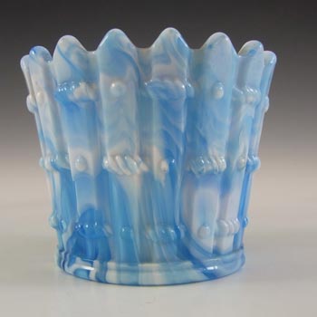 Victorian Blue & White Malachite / Slag Glass Antique Bowl