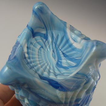 Davidson Victorian Blue Malachite / Slag Glass Vase - Marked