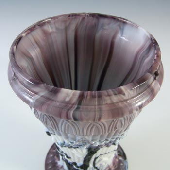 John Derbyshire Victorian Purple Slag / Malachite Glass Vase