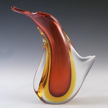Arte Nuova Pustetto & Zanetti Murano Vintage Amber Sommerso Glass Vase