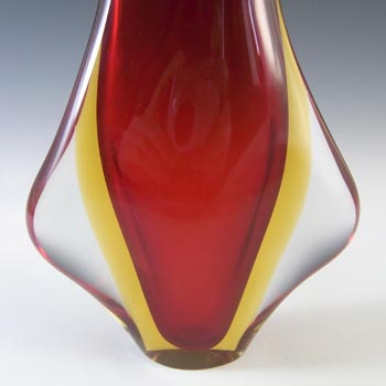 (image for) Murano / Venetian Red & Amber Vintage Sommerso Glass Vase - Click Image to Close