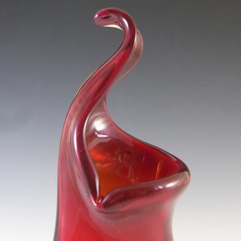 Murano / Venetian Red & Amber Vintage Sommerso Glass Vase - Click Image to Close