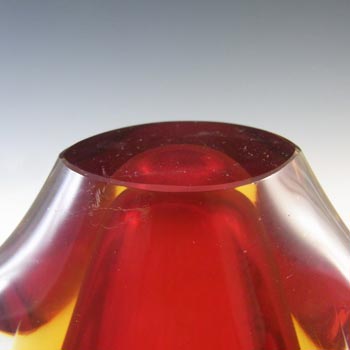 (image for) Murano / Venetian Red & Amber Vintage Sommerso Glass Vase - Click Image to Close