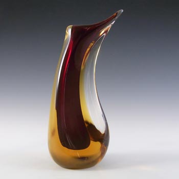 (image for) Murano Venetian Brown & Amber Sommerso Glass Vintage Vase