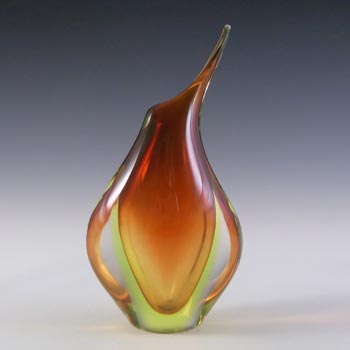 (image for) Murano Venetian Sommerso Orange & Yellow Uranium Glass Vase