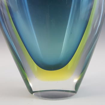 Arte Nuova Murano Sommerso Blue & Uranium Yellow Glass Vase