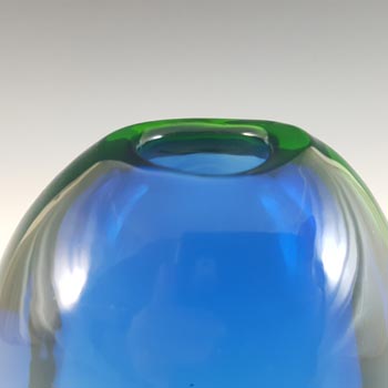 Arte Nuova Murano Sommerso Blue & Uranium Yellow Glass Vase