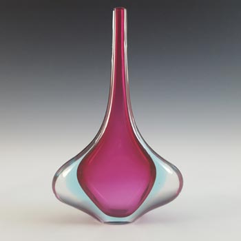 (image for) Murano Pink & Blue Sommerso Glass Vintage Stem Vase