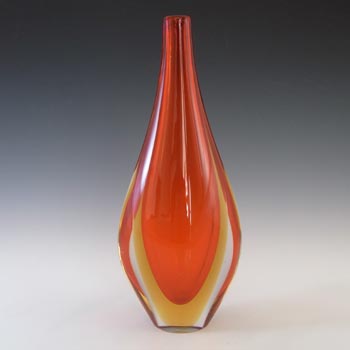 Murano/Venetian Red & Amber Sommerso Glass Stem Vase