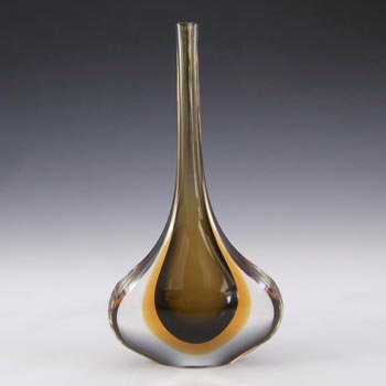 Murano / Venetian Brown & Amber Sommerso Glass Stem Vase