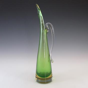 (image for) Murano Venetian Green & Amber Sommerso Glass Jug / Vase