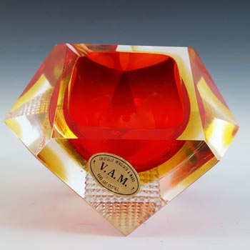 Vetri Molati Murano Faceted Red & Amber Sommerso Glass Bowl