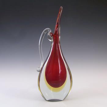 (image for) Murano Vintage Red & Amber Sommerso Glass Jug / Vase