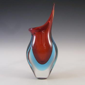 (image for) Murano Venetian Red & Blue Sommerso Glass Organic Vase