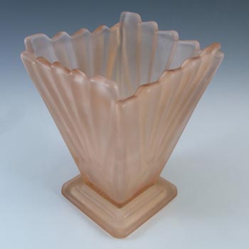 Sowerby Vintage Art Deco Pink Glass "Sunburst / Sunray" Vase