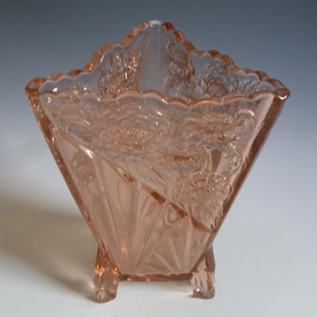 Sowerby Art Deco 1930's Pink Glass 'Daisy' Vase