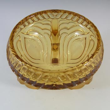 Sowerby #2602 Art Deco 1930s Amber Glass Rose Bowl / Vase