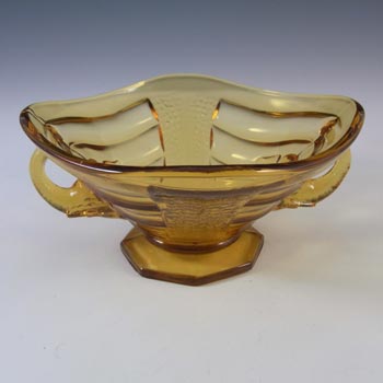 Sowerby #2614 Art Deco 1930's Amber Glass Elephant Bowl