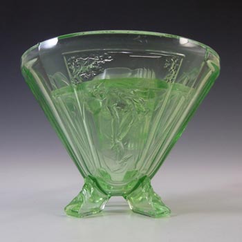 Sowerby #2566 Art Deco 1930\'s Green Glass \'Mercury\' Vase