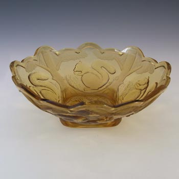 Sowerby Art Deco Amber Glass Squirrel Centrepiece Bowl