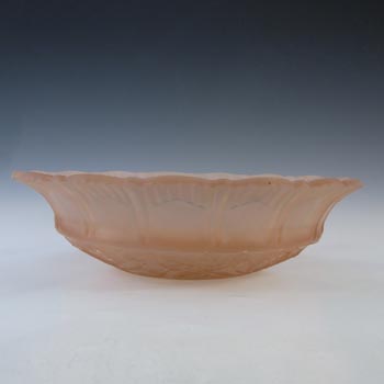 Sowerby #2565 Art Deco Frosted Pink Glass Rose Pattern Bowl