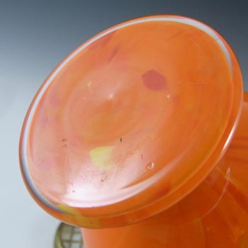 Czech Red & Orange Spatter / Splatter Glass Posy Vase