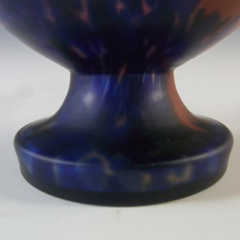 Czech Red & Blue Frosted Spatter Glass Art Deco Posy Vase