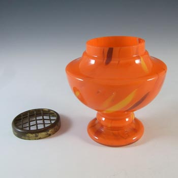 Czech Red & Orange Art Deco Spatter Glass Posy Vase