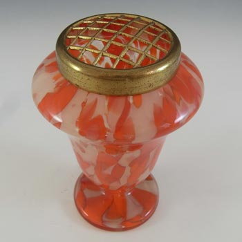 Czech Red & Pink Spatter / Splatter Glass Posy Vase