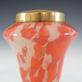 Czech Red & Pink Spatter / Splatter Glass Posy Vase